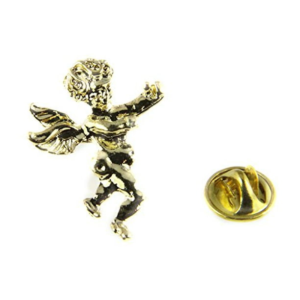 Tie Tack Unisex Jewelry Guardian Angel Pin Flying Angel Religious Vintage Angel Lapel Pin Spiritual Gold Tone